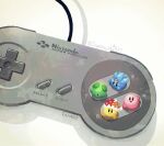  :d :o blue_skin blush_stickers closed_mouth colored_skin commentary_request controller d-pad game_controller green_skin hat ice_kirby jester_cap kirby kirby_(series) looking_at_viewer no_humans open_mouth orange_hat red_hat simple_background smile super_famicom_gamepad suyasuyabi twitter_username two-tone_headwear waving white_background yellow_skin 