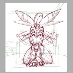  1:1 2022 5_fingers all_fours ambiguous_gender anthro bandai_namco biped border digimon digimon_(species) ear_markings facial_markings fingers front_view fur grey_border guide_lines head_markings kajinchu kneeling lagomorph leg_markings lekismon long_ears looking_at_viewer mammal markings mask ring_(marking) shaded simple_background simple_shading sketch solo thick_thighs unfinished white_background 