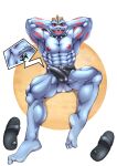  abs absurd_res anthro anus arm_markings ass_cheeks balls_outline belly_tattoo belt_buckle biceps big_penis biohazard_symbol black_jockstrap blue_body blue_skin bodily_fluids bulge butt butt_focus clothing collar cum cum_in_ass cum_inside erect_nipples fan_character feet footwear genital_fluids genital_outline genital_tattoo genitals had..._(artist) hands_behind_head hi_res jockstrap jockstrap_only large_feet leaking_cum leather leather_belt leather_clothing leather_collar leather_jockstrap leather_sandals machoke male markings muscular muscular_anthro muscular_legs muscular_male muscular_thighs nintendo nipples oozing_cum pale_skin pale_soles pecs penis penis_outline penis_tattoo pok&eacute;mon pok&eacute;mon_(species) poz red_eyes sandals scorpio_(symbol) scorpion_tattoo shoes soles solo spiked_collar spikes spread_butt spread_legs spread_thighs spreading symbol tattoo tattoo_on_shoulder toe-loop_sandals toe_curl toes underwear vein veiny_penis video_games 