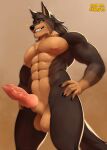  absurd_res anthro canid canine canis domestic_dog genitals hi_res knot male mammal muscular muscular_male nude penis solo sunelchikito wolf 