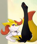 anthro braixen braixen_fox canid canine fox generation_6_pokemon hi_res kitsunekotaro legs_up male mammal nintendo pokemon pokemon_(species)