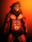  abs absurd_res anthro axxxonn biceps black_nose brown_body brown_fur bulge claws clothed clothing disney felid feline fur green_eyes hair hi_res kovu lion looking_at_viewer male mammal muscular muscular_anthro muscular_male nude pantherine pecs shirtless shirtless_anthro shirtless_male simple_background smile solo teeth the_lion_king underwear underwear_only 