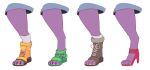  2021 ambiguous_gender boots claws clothing corablue crocs digital_media_(artwork) digitigrade felid foot_shot footwear fur mammal pawpads paws purple_body purple_fur red_high_heels shoes simple_background solo toe_pads toeless_footwear white_background yellow_boots yellow_clothing yellow_footwear 