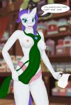  absurd_res animal_humanoid anthro apron apron_aside blue_eyes blurred_background bodily_fluids breasts clothed clothing clothing_aside container detailed_background dialogue dialogue_box dripping drippy earth_pony english_text equid equine exposed_breasts eyebrows eyelashes female fluffy friendship_is_magic fur genitals glass glass_container hair hasbro hi_res holding_object horse humanoid jug killerqueen1911 lactating looking_at_viewer mammal mammal_humanoid mane milk my_little_pony nipples panties panties_aside partially_clothed pinup pony pose purple_hair pussy question raised_eyebrow rarity_(mlp) shaded smile smiling_at_viewer soft_shading solo solo_focus speech_bubble talking_to_viewer teeth text tongue underwear underwear_aside watermark white_body white_fur 