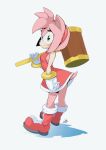  2022 5_fingers accessory amy_rose anthro boots clothing delux eulipotyphlan female fingers footwear gloves green_eyes hair_accessory hairband hammer handwear hedgehog hi_res mammal sega simple_background smile solo sonic_the_hedgehog_(series) tools white_background 